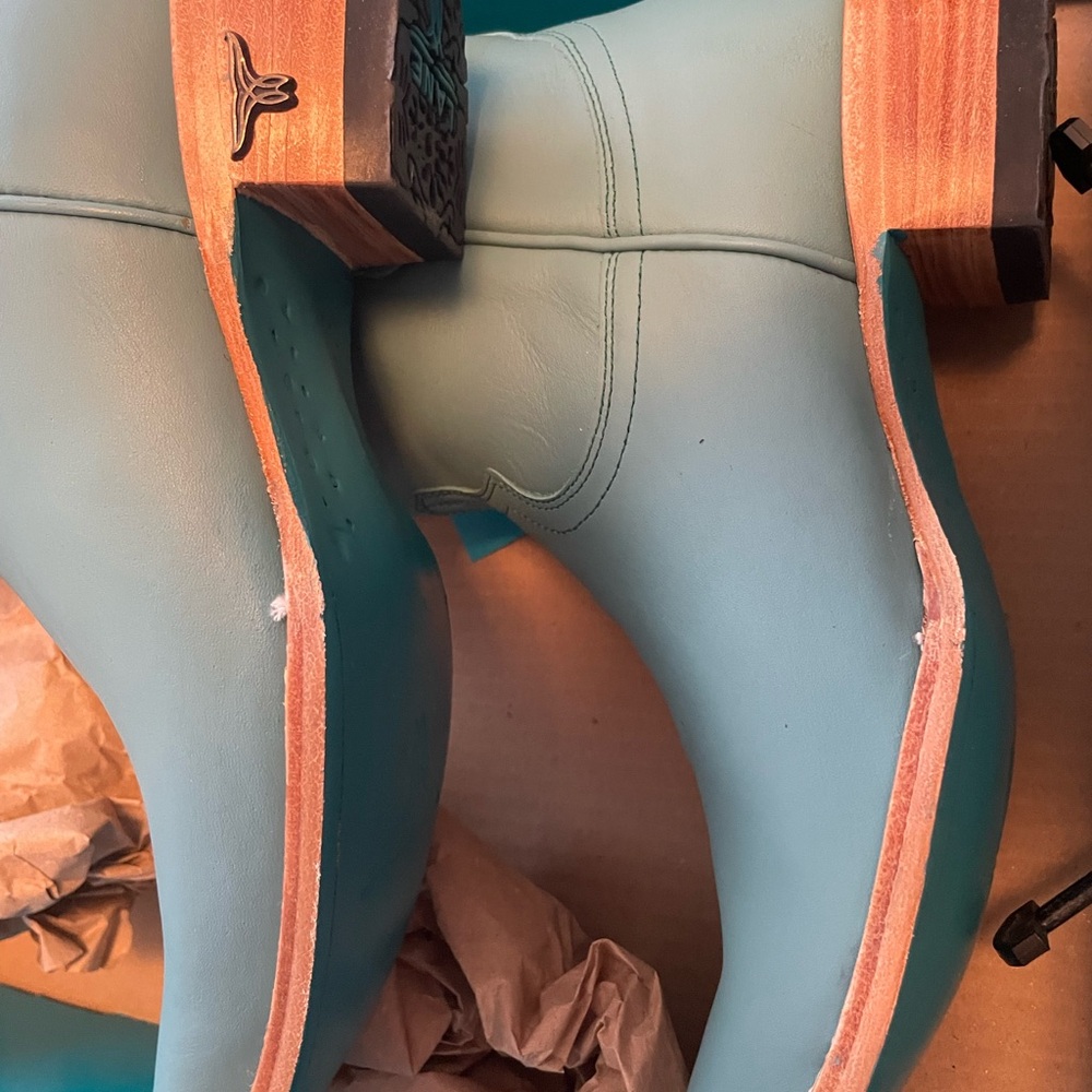 Lane.Turquoise Blue Ankle Boots W. Gorgeous. Leather. Size 8.5 NWT Brand New - Picture 6 of 12